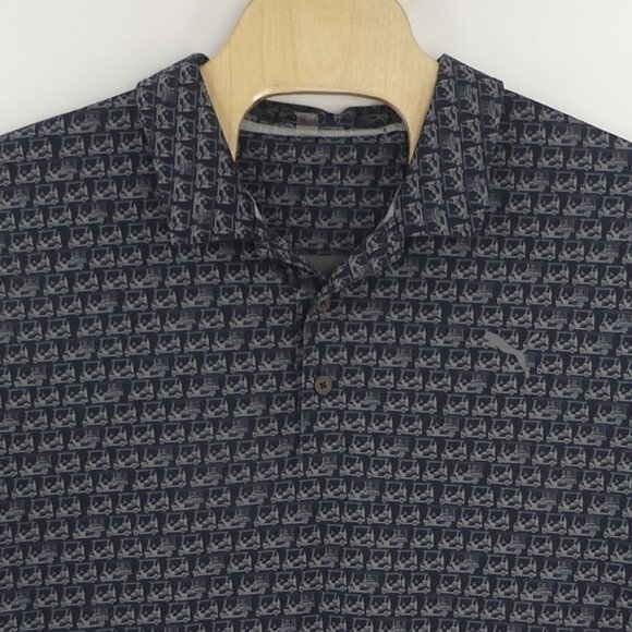 PUMA Golf Cart Print Polo Shirt Mens XXL The Lakes Country Club‎ - Picture 1 of 7